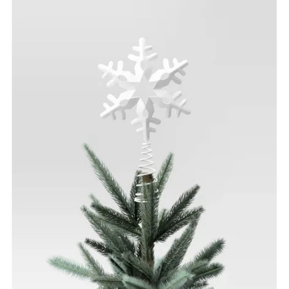Wondershop Christmas Glitter Tree Topper Unlit Snowflake White 13.5 in NEW